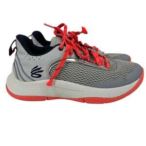 Under Armour Curry Sneakers Basketball Athletic Shoes Gray Coral Youth Size 4.5